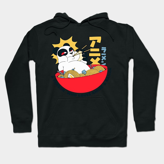 Panda Eating Ramen Hoodie by timegraf